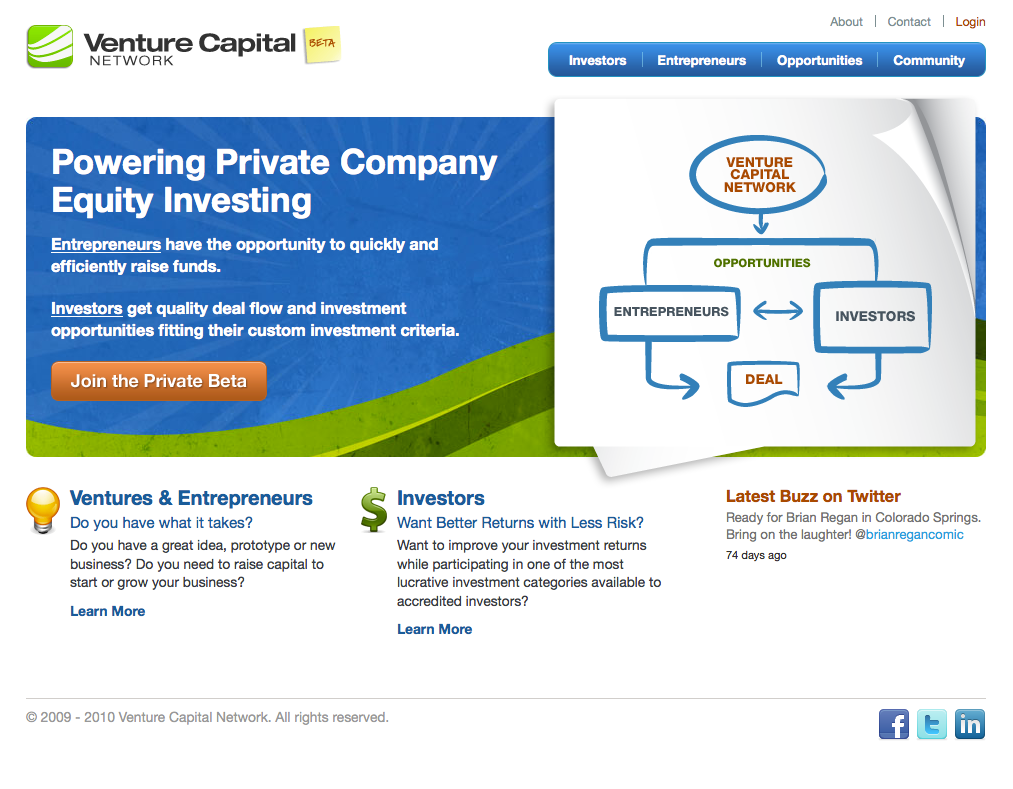 Venture Capital Network: Social Network Screen Shot